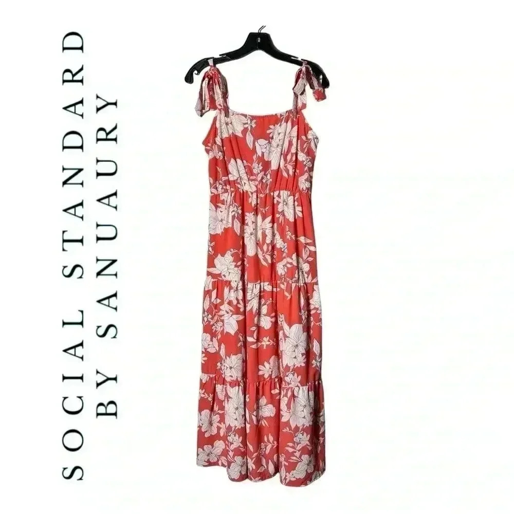 1906. SOCIAL STANDARD BY SANUAURY SLEEVELESS TIE STRAPS SUMMER DRESS SIZE SMALL